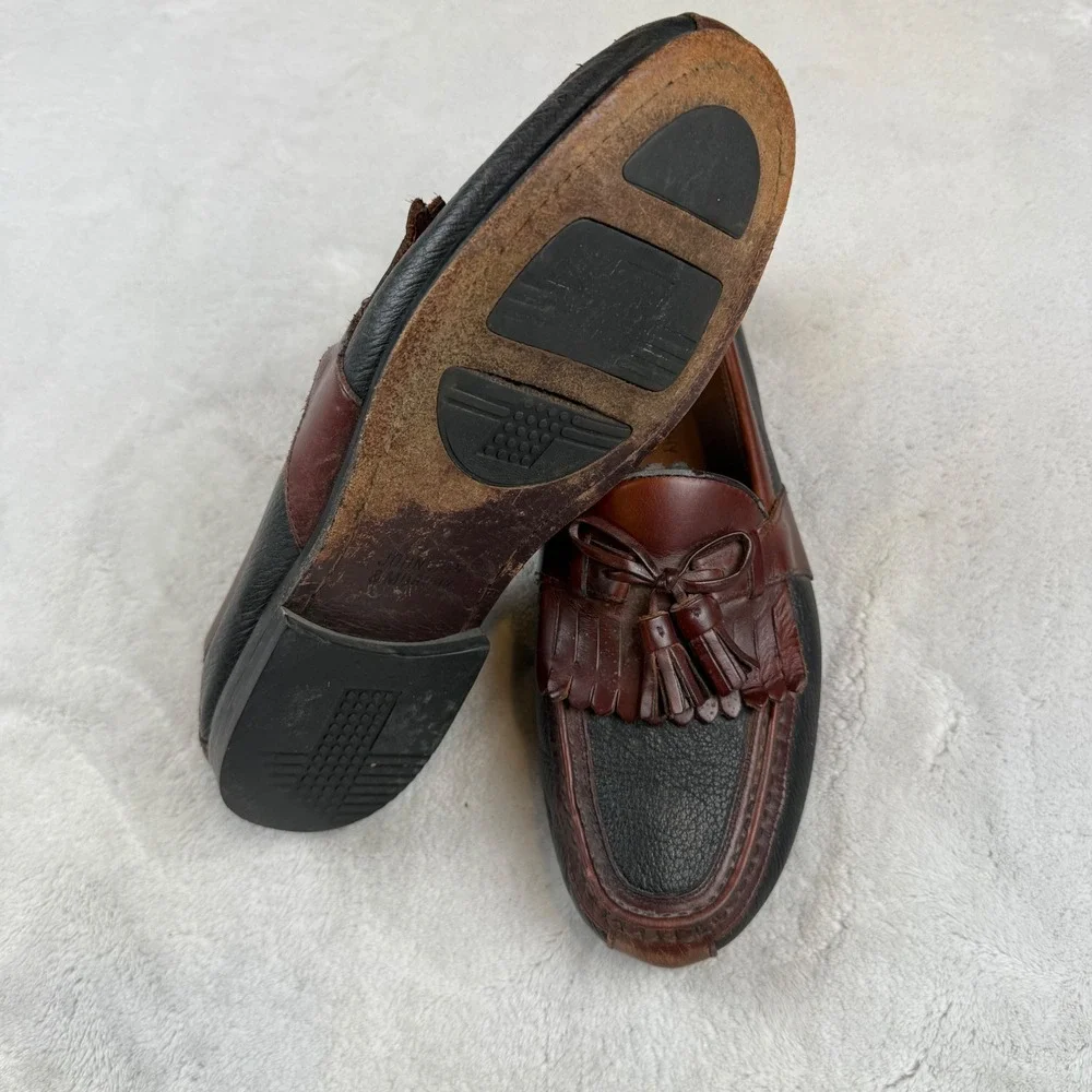 Johnston & Murphy Mens Tassel Kiltie Loafers‎ Two Tone Leather 9.5M 20-0592